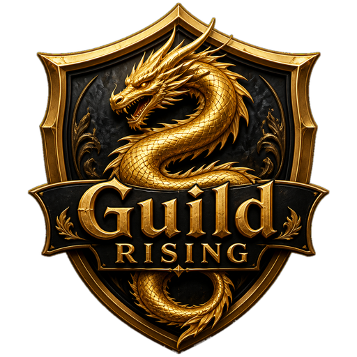 Guild Rising golden dragon shield
